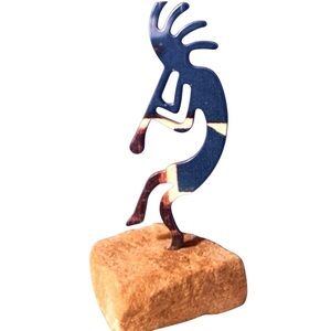 Petrogliph KOKOPELLI Metal Art Sculpture in Sandstone 3.5” tall 2” wide